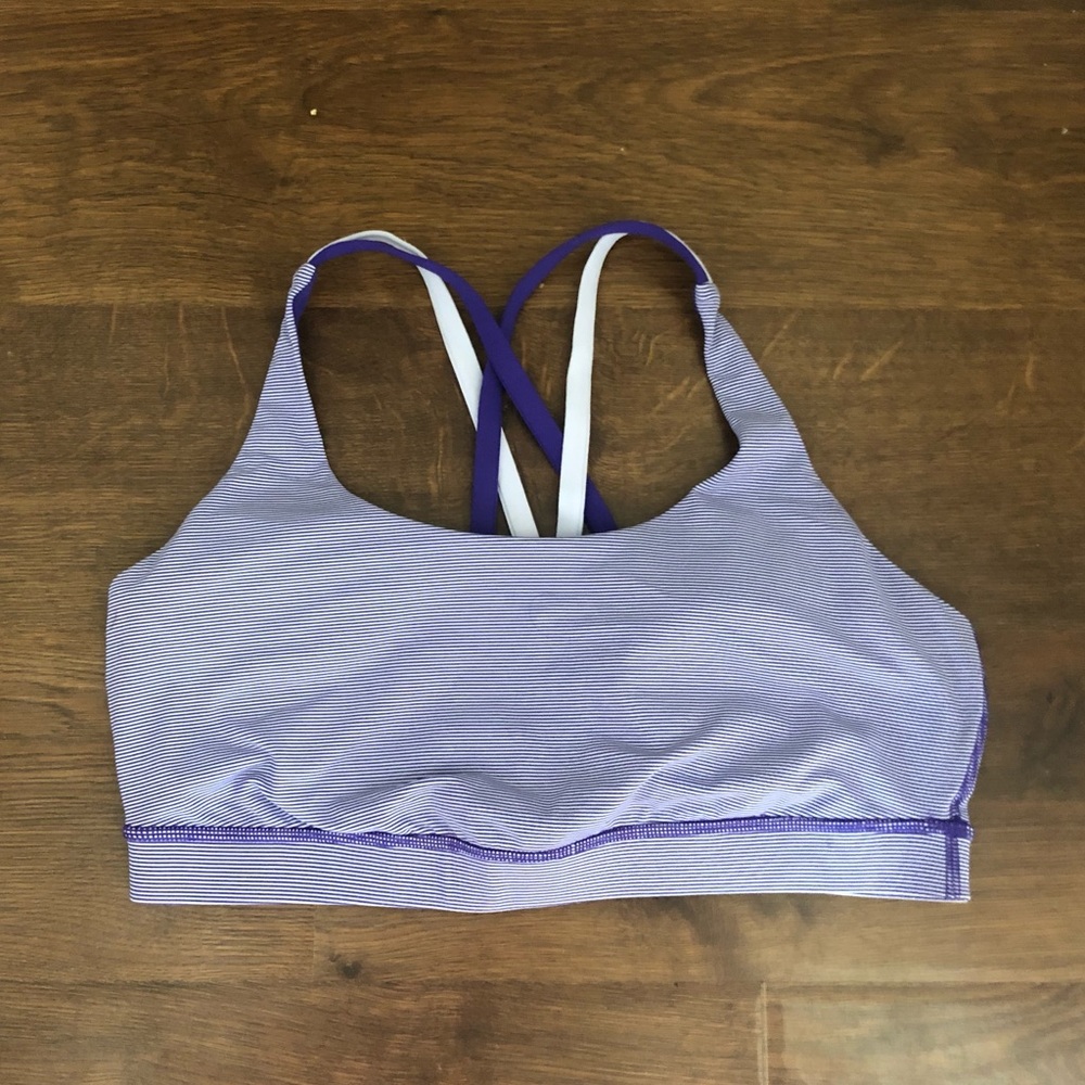 Lululemon Purple and White Sports Bra — Size 12